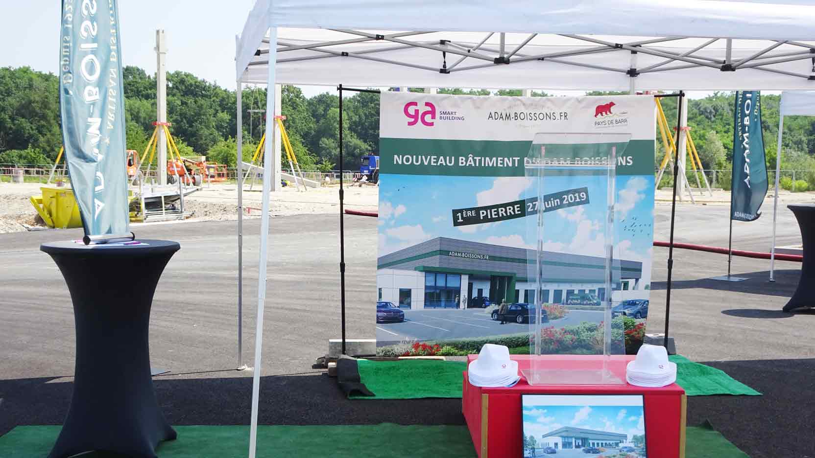 GA has laid the 1st stone of an industrial complex for Adam Boissons in Bas-Rhin (67)