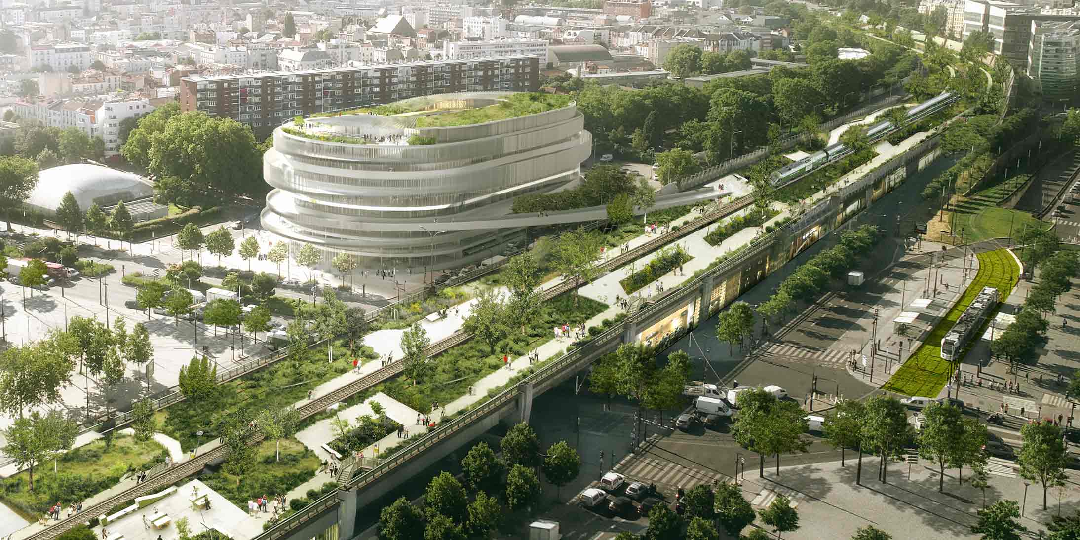 La Cite Universelle à Paris est le projet immobilier lauréat du concours "Réinventer Paris II" imaginée par GA Smart Building avec Inedit Architecture et Baumschlager Eberle.
