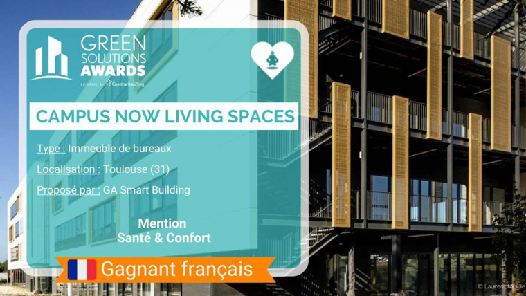 Le Campus Now Living Spaces à Toulouse reçoit la Mention Spéciale « Santé et Confort » aux Green Solutions Awards 2021 !