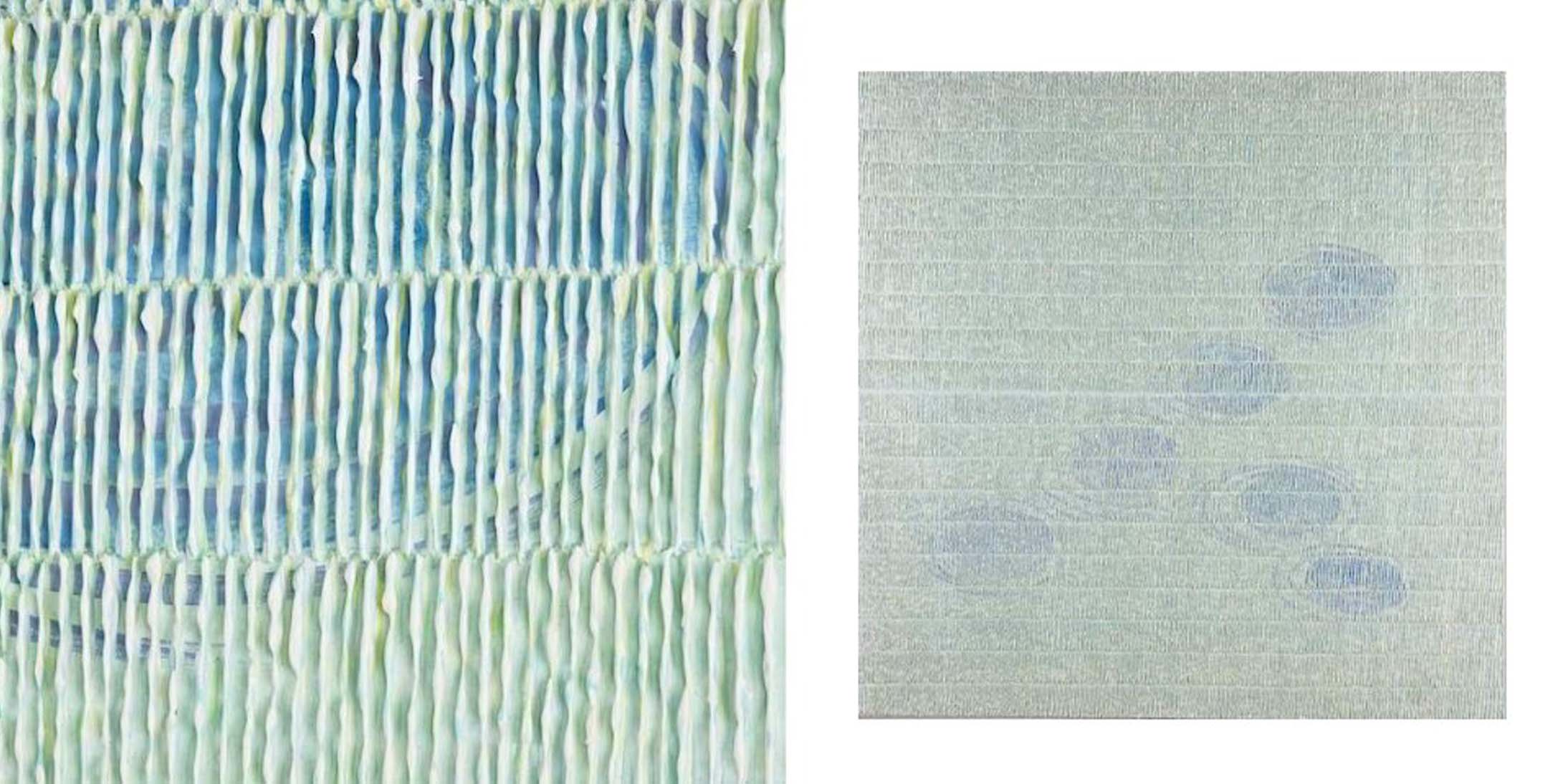 Œuvres de Bernard Reyboz et Nathalie Rothkoff lors d'une exposition d’art contemporain éphémère dans les bureaux de GA à Paris