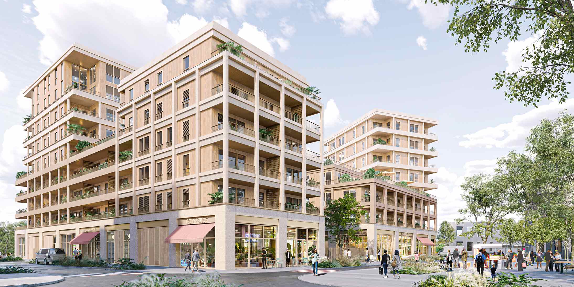 90 logements bas carbone et construits en hors-site à Gennevilliers, projet réalisé par GA Smart Building dans la ZAC des Agnettes.