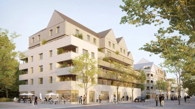 GA Smart Building a réalisé la levée de la première façade à ossature bois pour les 220 logements bas carbone de la ZAC Casernes Beaumont-Chauveau à Tours.